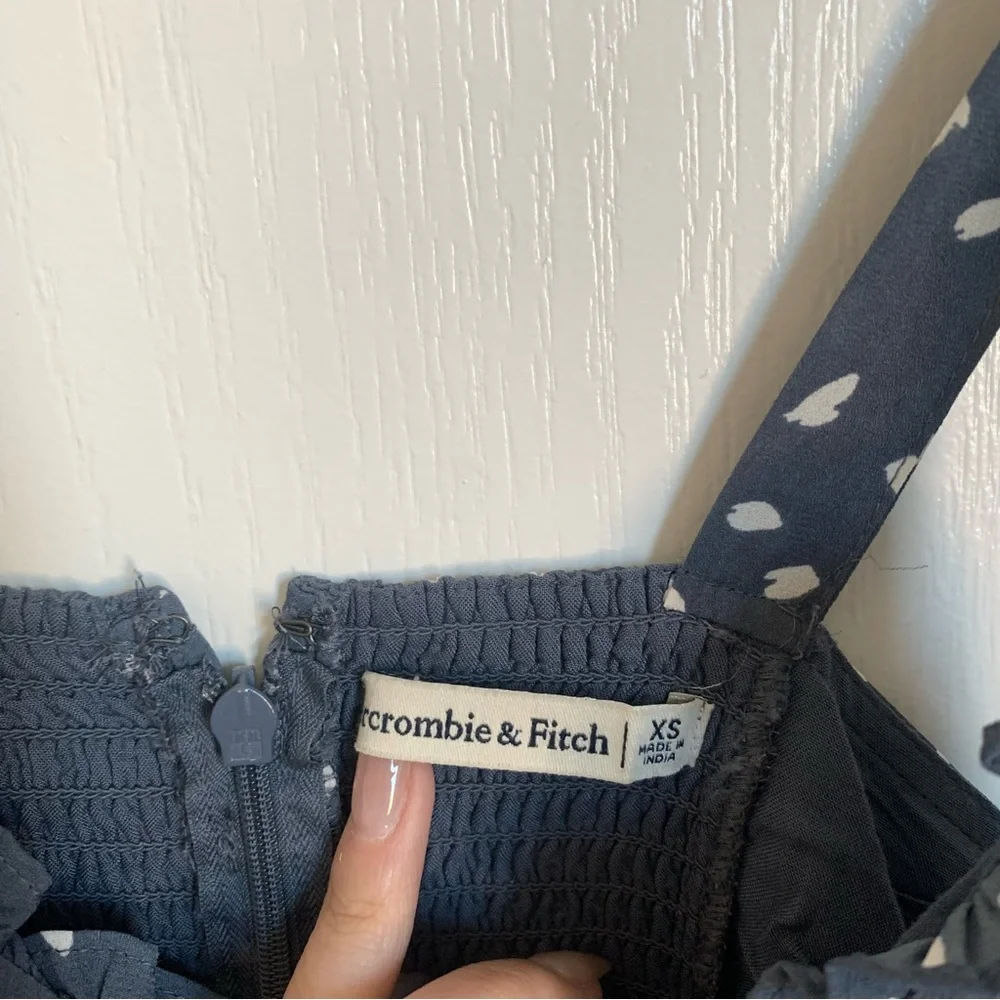 Abercrombie & Fitch Navy Polka-Spot Tie-Strap Maxi Dress